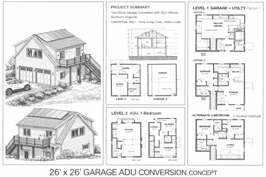 Capital ADU company-published design image for a detached garage conversion ADU currently in design